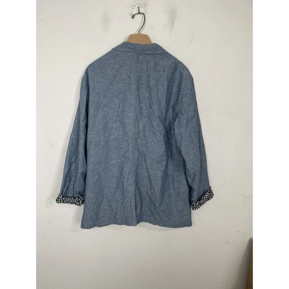 Goodfellow & Co Men's L Blue Chambray Linen Blend Blazer Sport Coat Jacket‎
